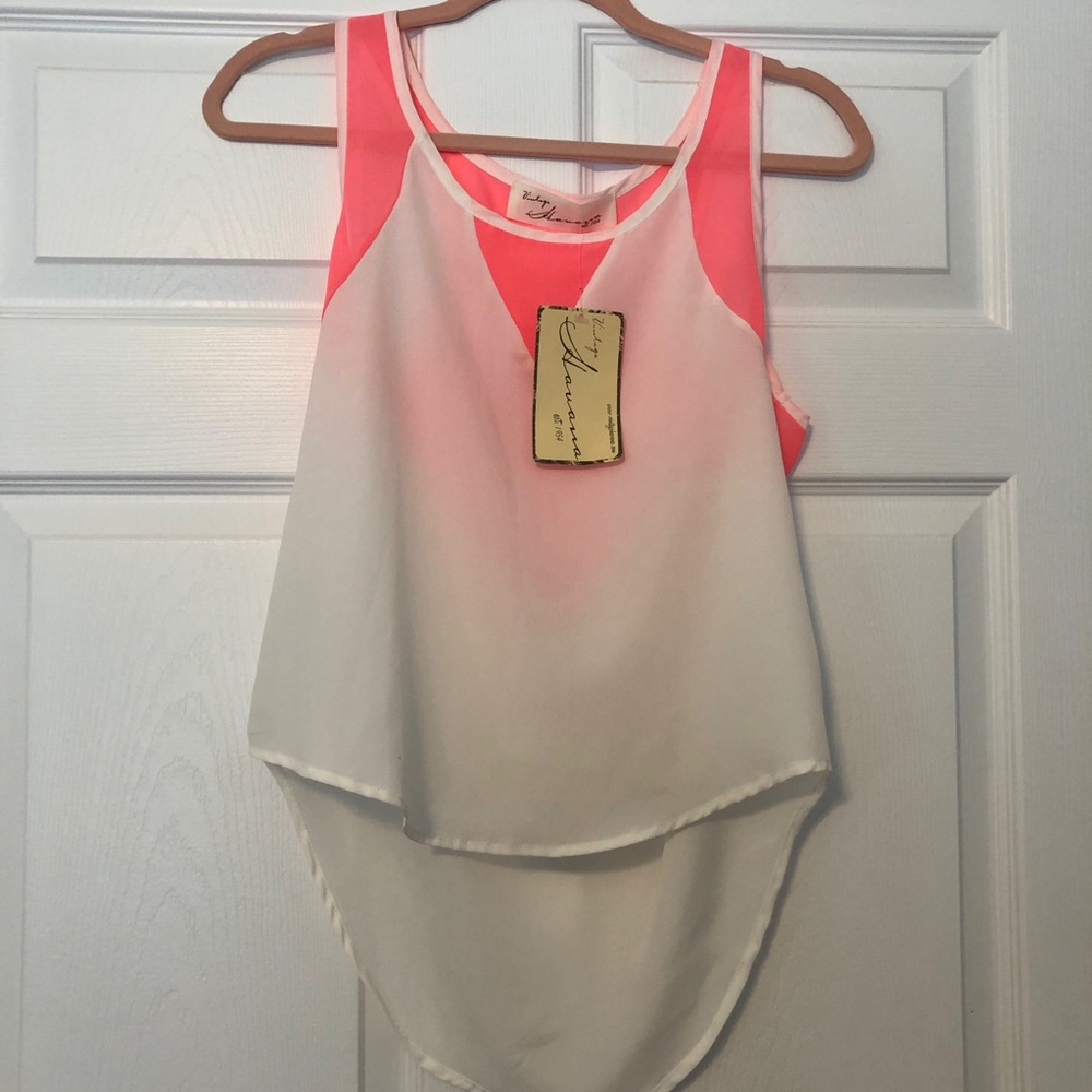 NWT Vintage Havana Pink White Colorblock  Tank
